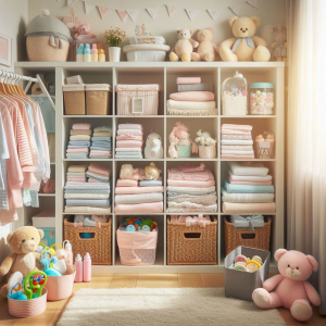 storage space for less frequently used baby items allowing for easier access for more used baby items which eases the journey of parenthood 